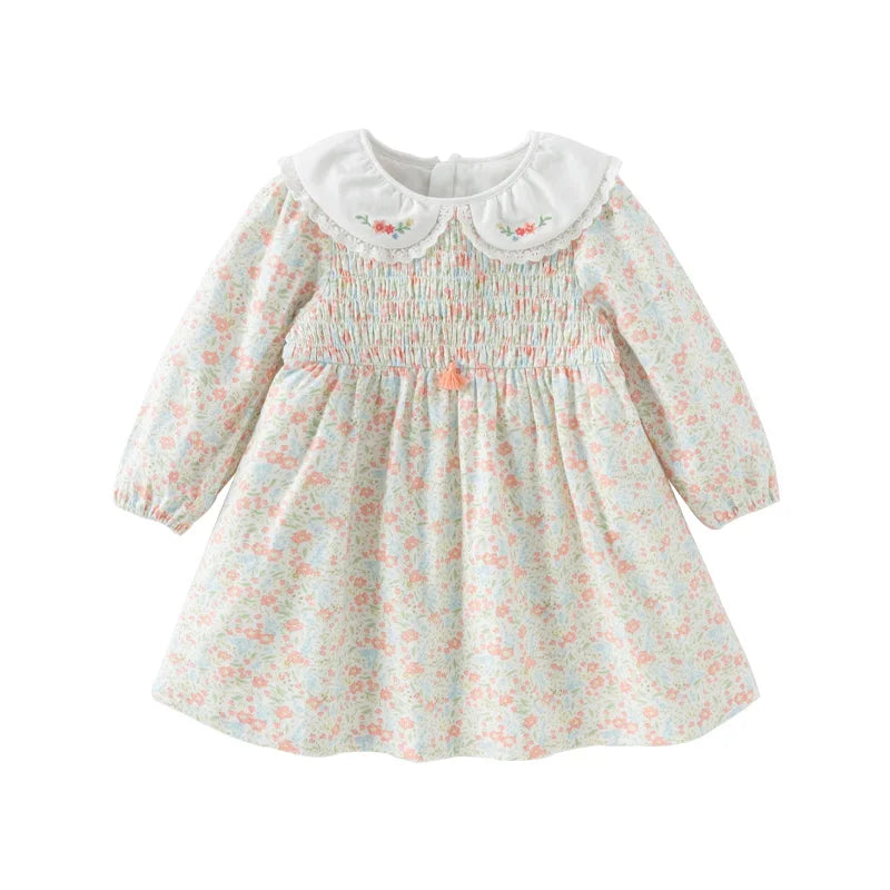 Girl Floral Long Sleeve Dress – Casual Autumn Look