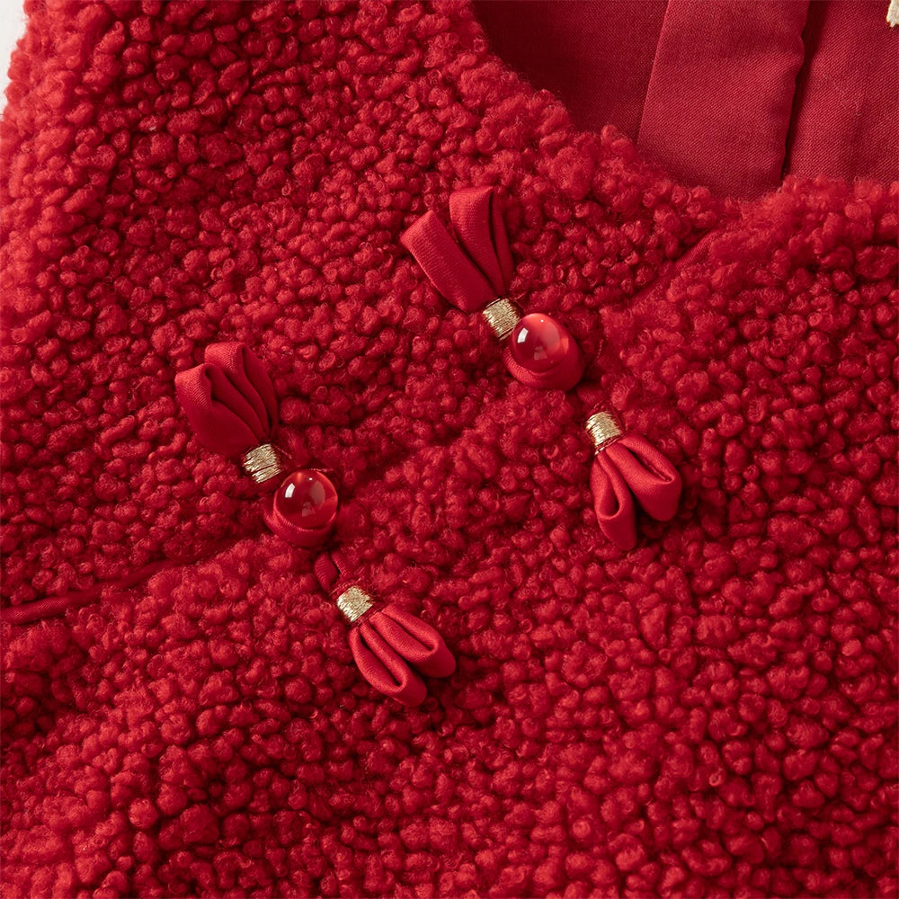 Baby Girl Plush Ruffled Dress – Winter Princess Style