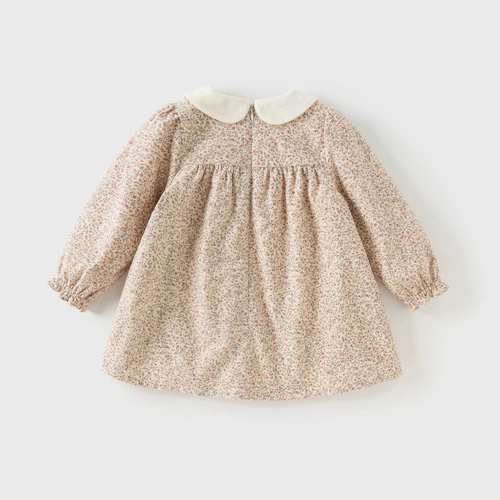 Baby Girl Floral Print Dress – Thick Cotton Winter Style