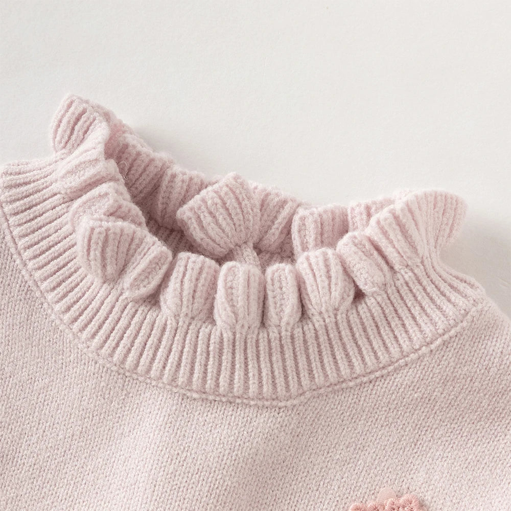 Girl Velvet Flower Sweater Dress – Winter Warm Style