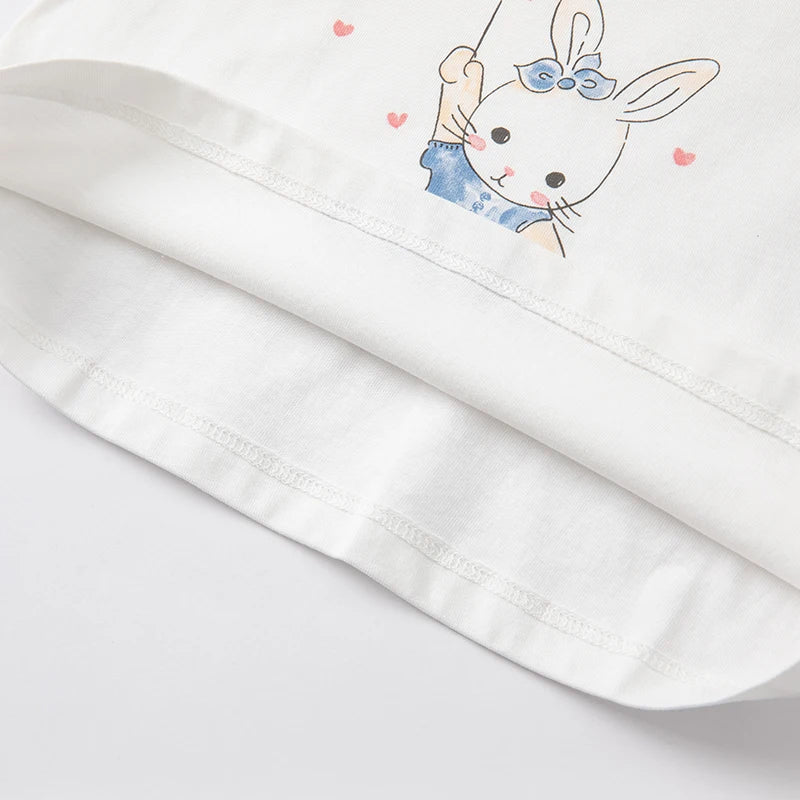 Baby Girl Cotton Puff Sleeve Tee – White