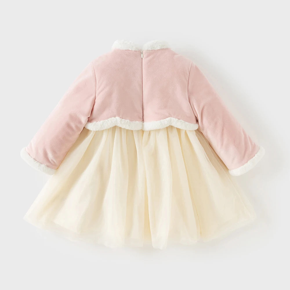 Baby Girl Velvet Mesh Dress – Rabbit Embroidery Design