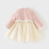 Baby Girl Velvet Mesh Dress – Rabbit Embroidery Design