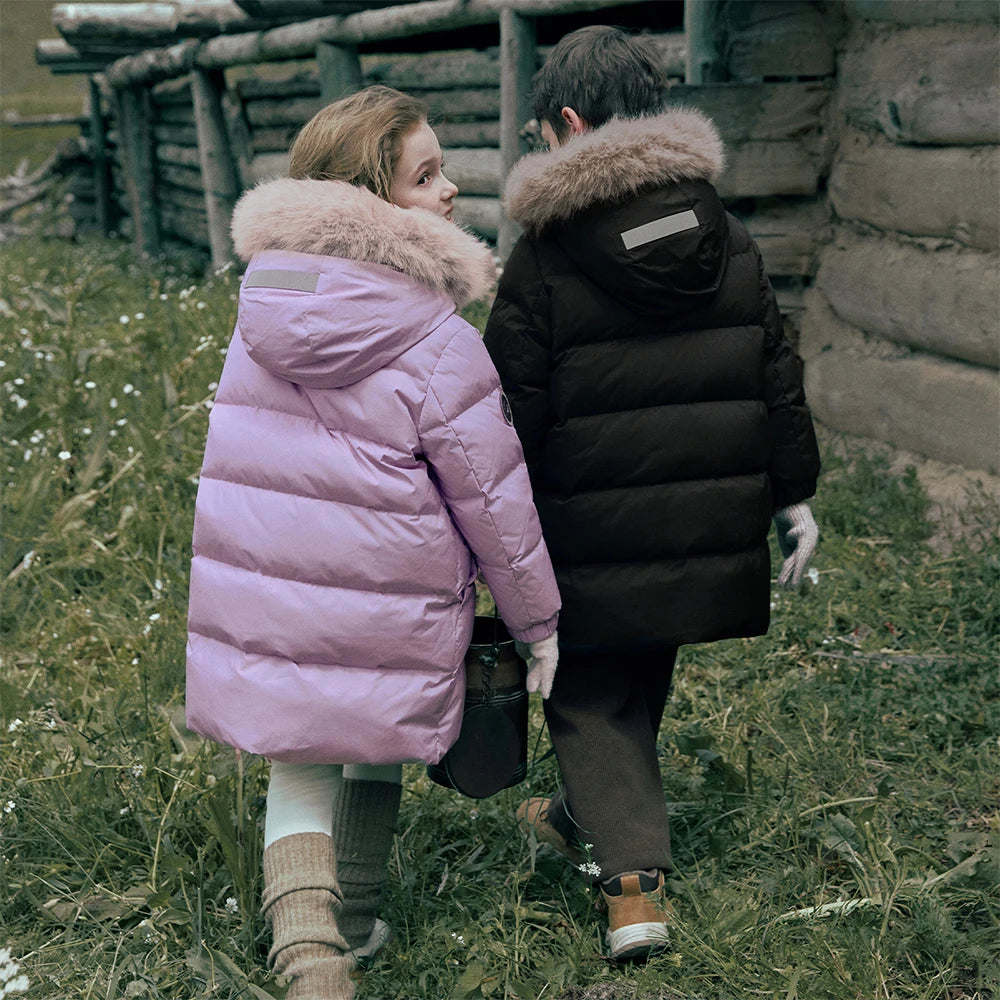 Girls Hooded Down Parka – Warm Waterproof Coat
