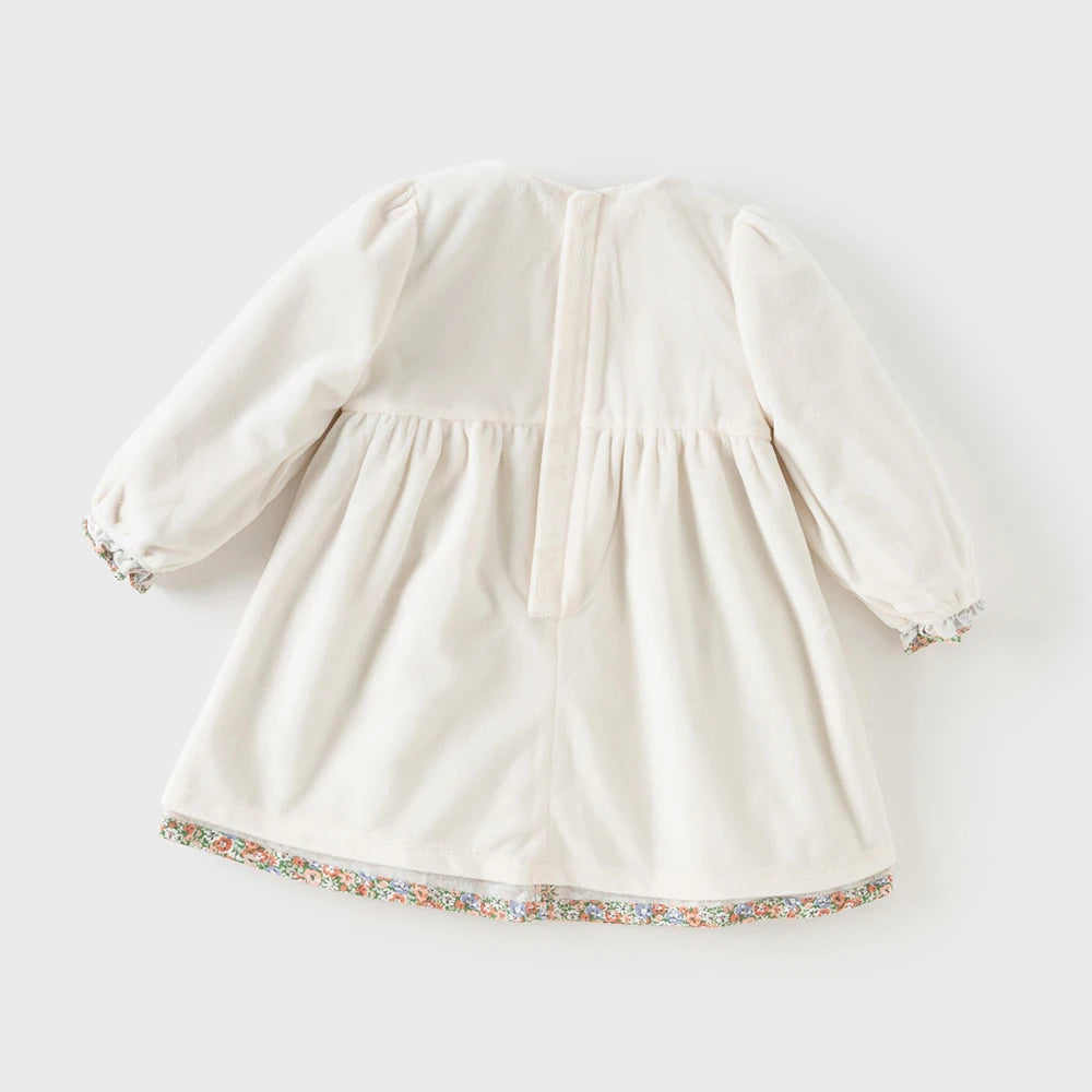 Baby Girl Plush Floral Dress – Warm Autumn Look