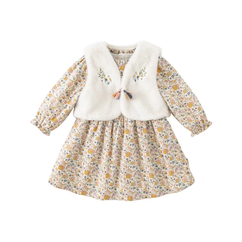 Girl Velvet Dress Set – 2-Piece Winter Outfit