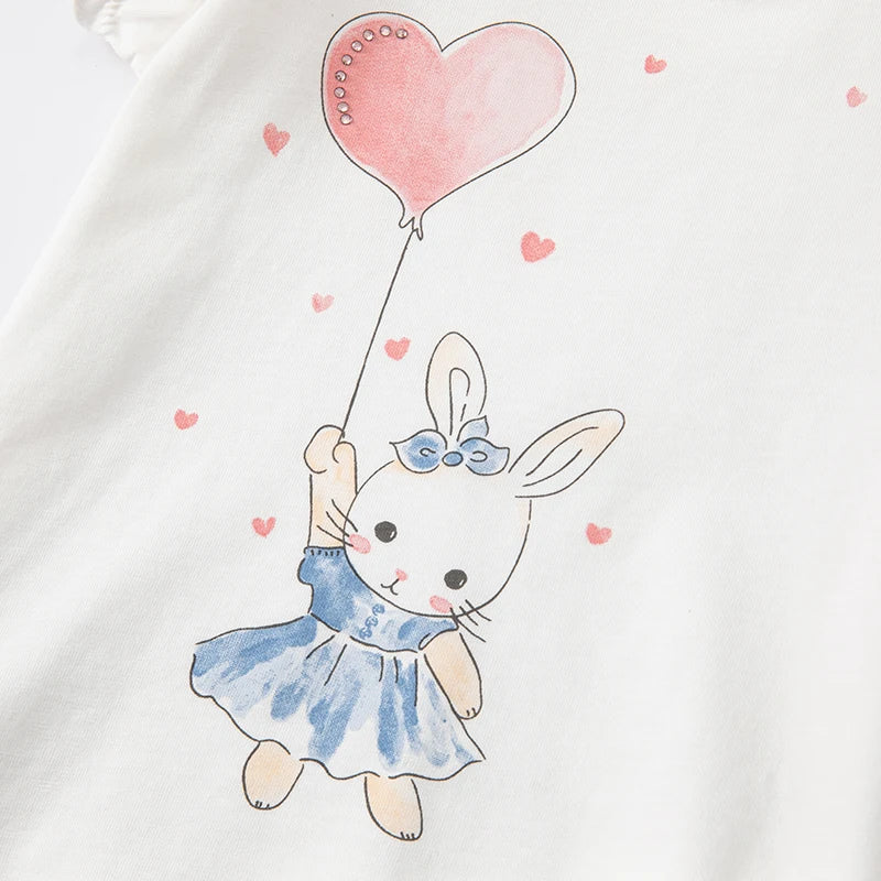 Baby Girl Cotton Puff Sleeve Tee – White
