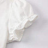Baby Girl Cotton Puff Sleeve Tee – White